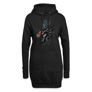 Rugissement de l’enfer : Dragon aux yeux rouges - Sweat-shirt à capuche long Femme - noir - Devant