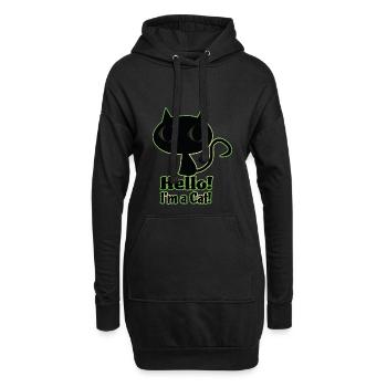 Hello! I´m a Cat! - Hoodie-Kleid - Schwarz - Vorne