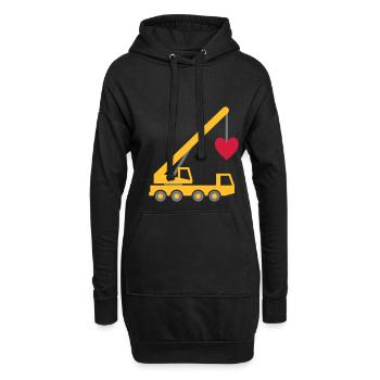 ★ Les couleurs de conception peuvent être modifiées ★ Grue mobile avec un cœur - Sweat-shirt à capuche long Femme - noir - Devant