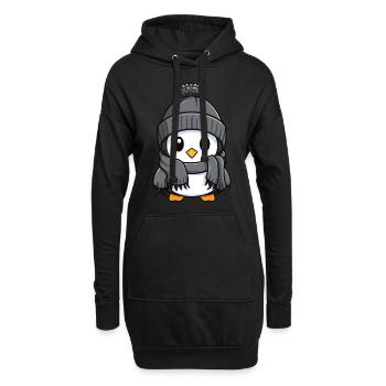 Bande dessinée d’hiver pingouin - Sweat-shirt à capuche long Femme - noir - Devant