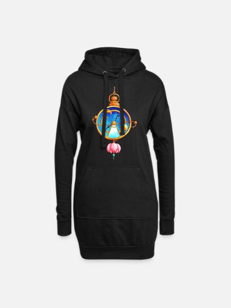 Magische Uhr - Hoodie-Kleid - Schwarz