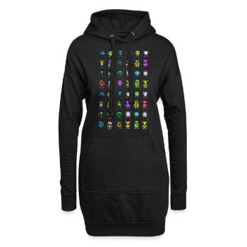 Süße Roboter Muster - Hoodie-Kleid - Schwarz - Vorne