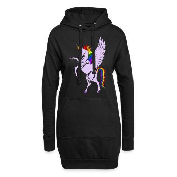 Einhorn - Hoodie-Kleid - Schwarz - Vorne