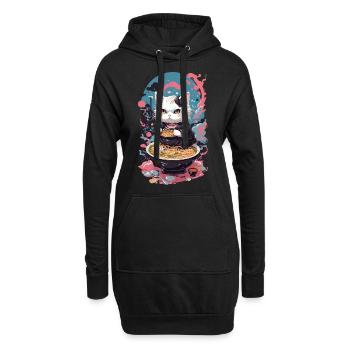 Katze Goth Pastel Ramen Nudelsuppe Kawaii - Hoodie-Kleid - Schwarz - Vorne