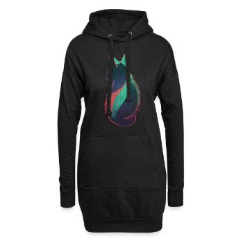Neon Katze Kunst - Hoodie-Kleid - Schwarz - Vorne