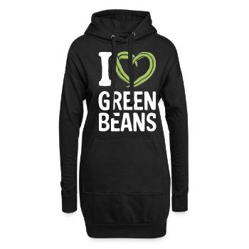 Grüne Bohnen - Hoodie-Kleid - Schwarz - Vorne