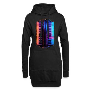 Akkordeon - Hoodie-Kleid - Schwarz - Vorne