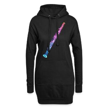 Flûte traversière - Sweat-shirt à capuche long Femme - noir - Devant
