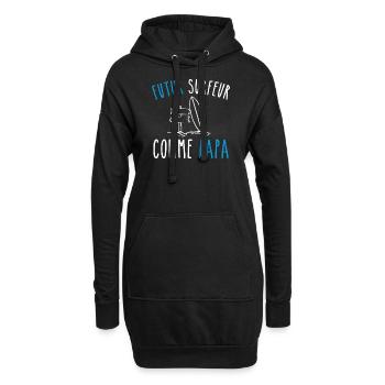futur surfeur comme papa - Sweat-shirt à capuche long Femme - noir - Devant