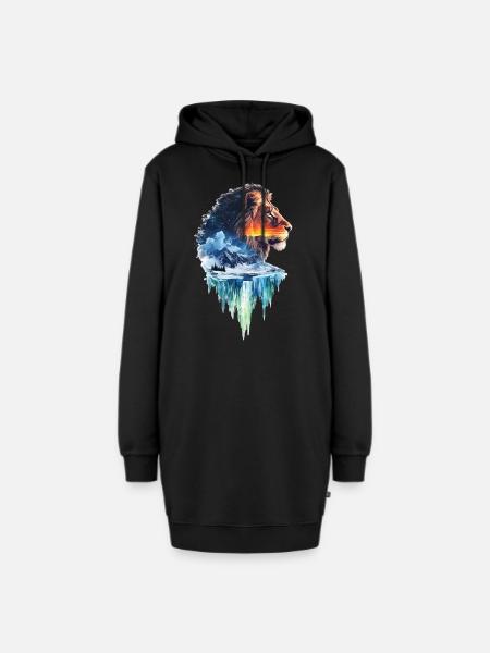 Löwe - Hoodie-Kleid - Schwarz