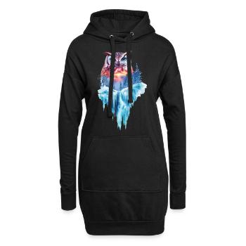 Eule - Hoodie-Kleid - Schwarz - Vorne