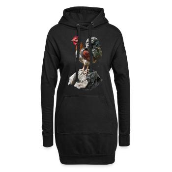 Huhn Hahn - Hoodie-Kleid - Schwarz - Vorne