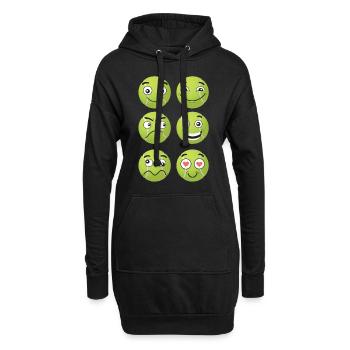 Tennis Comic Gesichter - Hoodie-Kleid - Schwarz - Vorne