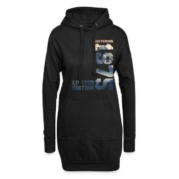 September 1975, 50. Geburtstag Original 1975 - Hoodie-Kleid - Schwarz - Vorne