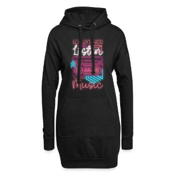 80er Disco Kostüm - Hoodie-Kleid - Schwarz - Vorne