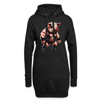 Wrestler Schwein - Hoodie-Kleid - Schwarz - Vorne