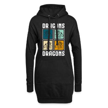 Fantasy Mythologie Stärke Tattoo - Hoodie-Kleid - Schwarz - Vorne