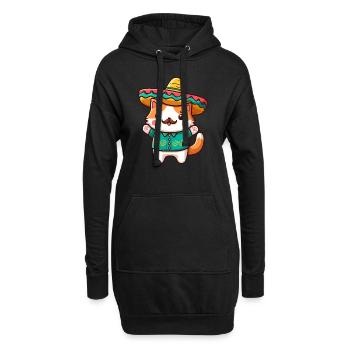 Mignon chat mexicain avec moustache et mexika - Sweat-shirt à capuche long Femme - noir - Devant