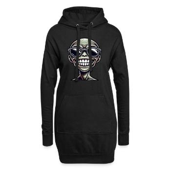 Cooles Alien Portrait mit Sonnenbrille - Hoodie-Kleid - Schwarz - Vorne