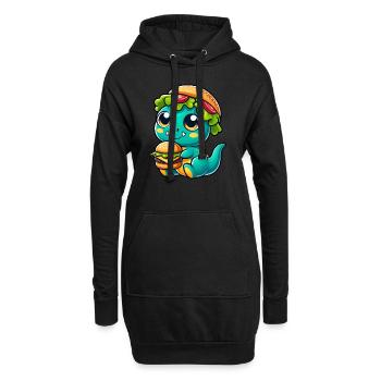 T-Rex dinosaure fantaisiste avec chapeau de citrouille - Sweat-shirt à capuche long Femme - noir - Devant
