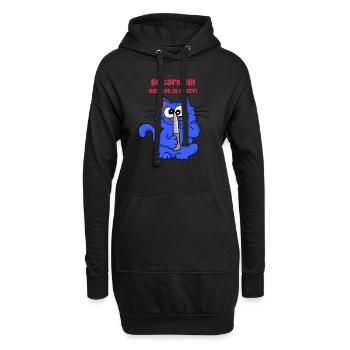 Be careful our cat is crazy - Hoodie-Kleid - Schwarz - Vorne