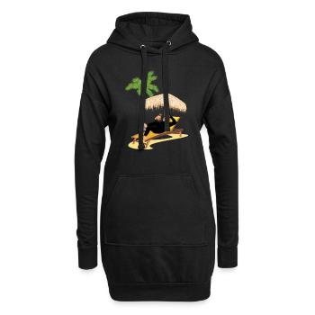 Affe am Strand - Hoodie-Kleid - Schwarz - Vorne