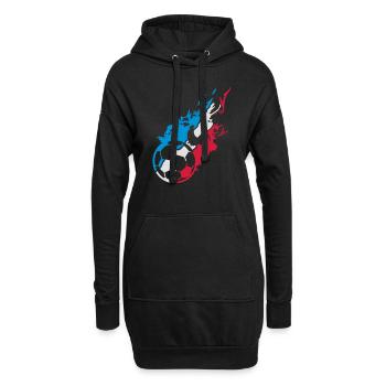 Frankreich Fußball-Fan coq2 Flamme - Hoodie-Kleid - Schwarz - Vorne