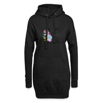 K lettre noire - Sweat-shirt à capuche long Femme - noir - Devant