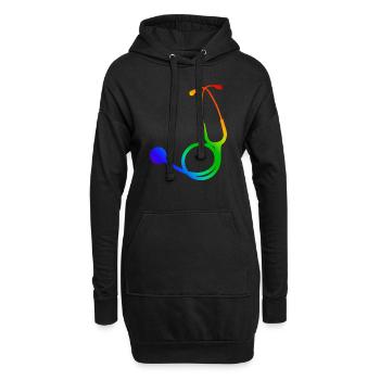 Stéthoscope de couleur | Stethoscope coloured - Sweat-shirt à capuche long Femme - noir - Devant