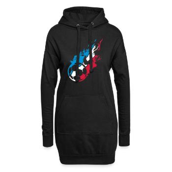 france foot supporter equipe coq flamme - Sweat-shirt à capuche long Femme - noir - Devant