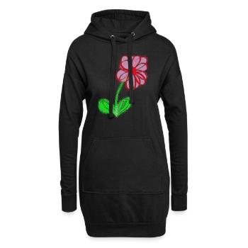 Fleur rouge peinte à la main pixel de fleur abstraite - Sweat-shirt à capuche long Femme - noir - Devant