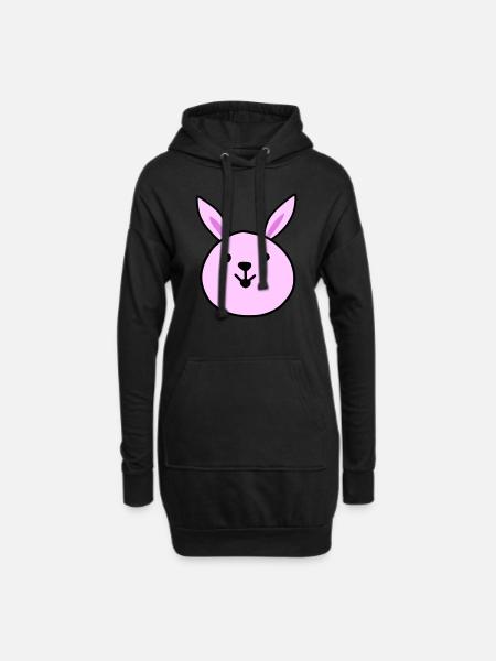 Cute pink rabbit - Hoodie Dress - black