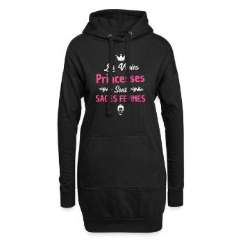 princesse et sage-femme / humour sage-femme - Sweat-shirt à capuche long Femme - noir - Devant