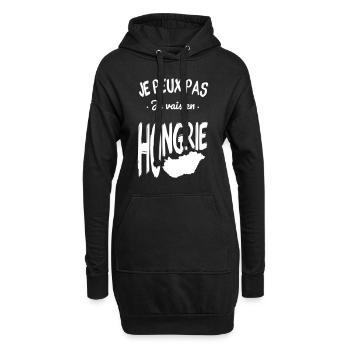 Je peux pas je vais en Hongrie - Sweat-shirt à capuche long Femme - noir - Devant