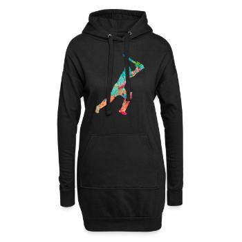 Cricket-Spieler in Popart - Hoodie-Kleid - Schwarz - Vorne