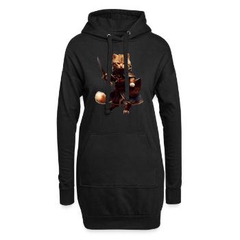 Chats pirate et flibustier avec manteau et épée - Sweat-shirt à capuche long Femme - noir - Devant