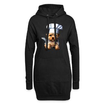 Restaurateur, Chiot chien, Chien cuisinier, Yorkshire Terrier - Sweat-shirt à capuche long Femme - noir - Devant
