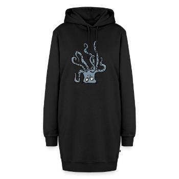 Krakenkopfstand - Hoodie-Kleid - Schwarz - Vorne - AI Model Female 172 light (172cm)