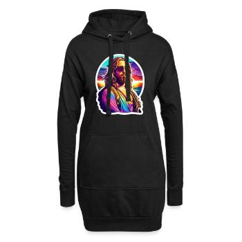 Hippie Jesus à la plage - Sweat-shirt à capuche long Femme - noir - Devant