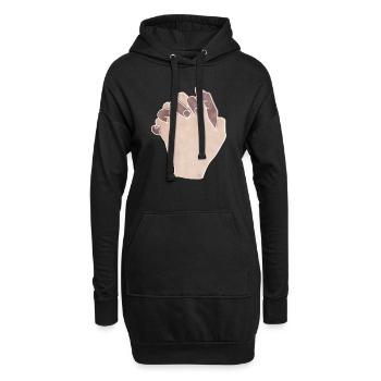 "Together Forever", Boho Line Art Design, „Hands“ - Hoodie-Kleid - Schwarz - Vorne