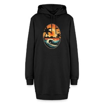 surf plage palmier soleil vacances - Sweat-shirt à capuche long Femme - noir - Devant