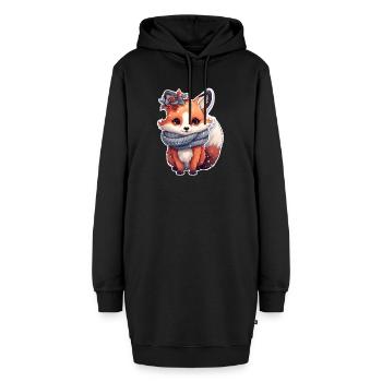 süßer Fuchs winterlich - Hoodie-Kleid - Schwarz - Vorne