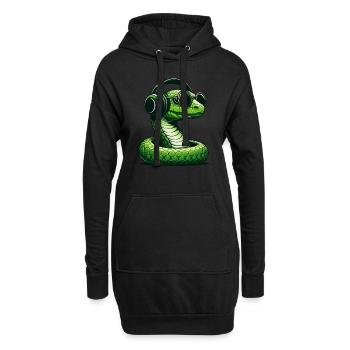 Serpent avec lunettes de soleil et écouteurs - Sweat-shirt à capuche long Femme - noir - Devant