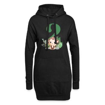 2e anniversaire singe safari - Sweat-shirt à capuche long Femme - noir - Devant