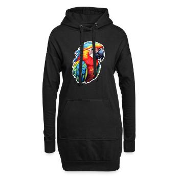 Papagei bunt und farbenfroh - Hoodie-Kleid - Schwarz - Vorne