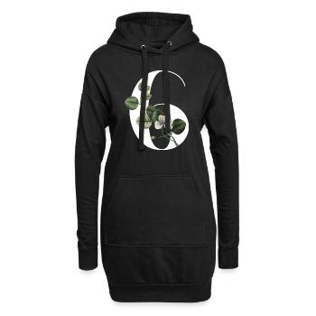 Nummer 6 Blumengrün -6. Geburtstag Blumen - Hoodie-Kleid - Schwarz - Vorne