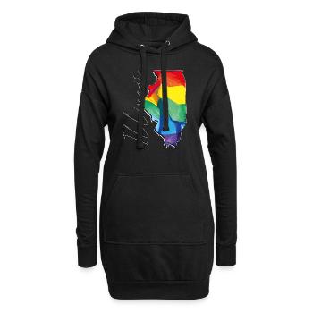 Illinois (États-Unis) | Drapeau réel | Texte LGBTQIA+ - Sweat-shirt à capuche long Femme - noir - Devant