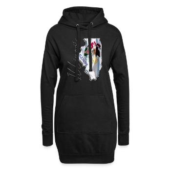 Illinois (États-Unis) | Drapeau réel | Flag Map Script - Sweat-shirt à capuche long Femme - noir - Devant