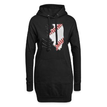 Illinois (USA) | echte Baseball | Landkarte Script - Hoodie-Kleid - Schwarz - Vorne
