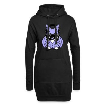 Coole Süße DJ Eule Party Club Musik Eulen Vogel - Hoodie-Kleid - Schwarz - Vorne